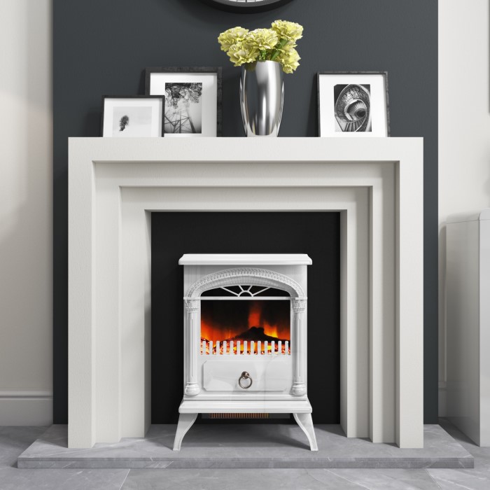 AmberGlo Electric Wood Burning Stove Fire White Furniture123