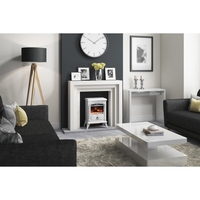 AmberGlo Electric Wood Burning Stove Fire - White