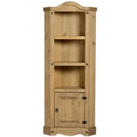 Corner Display Unit in Pine with 3 Shelves & Cupboard - Corona Corner Display Unit in Pine with 3 Shelves & Cupboard - Corona