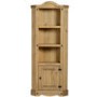 Corner Display Unit in Pine with 3 Shelves & Cupboard - Corona