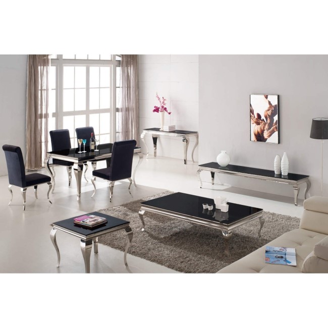 Louis Mirrored 160cm Dining Table in Black - Vida Living - Seats 4-6