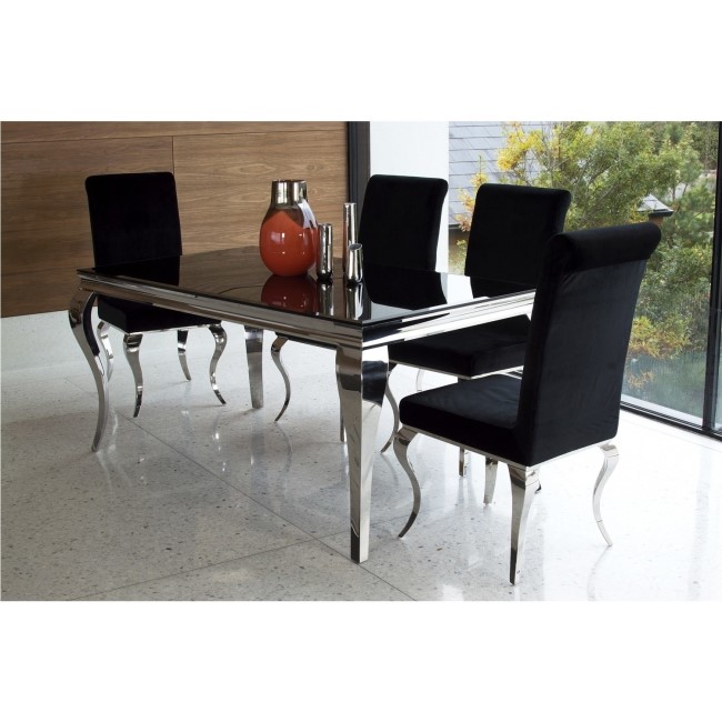 Louis Mirrored 160cm Dining Table in Black - Vida Living - Seats 4-6