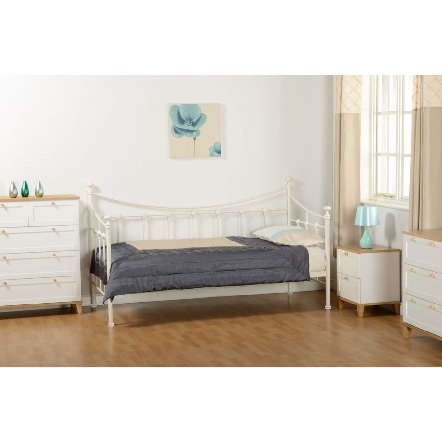 Seconique Arcadia 2 Drawer Bedside Table in White and Ash Wood