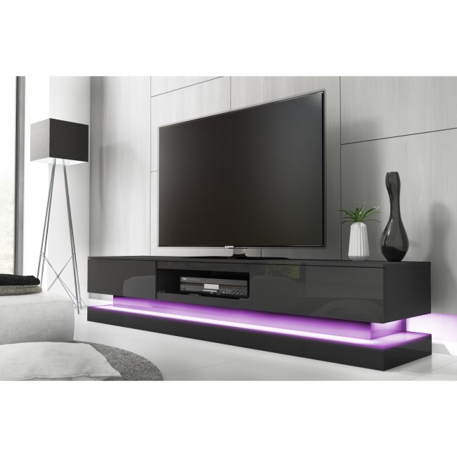 Evoque Large Grey High Gloss TV Unit with LED Lighting - TV's up to 56"