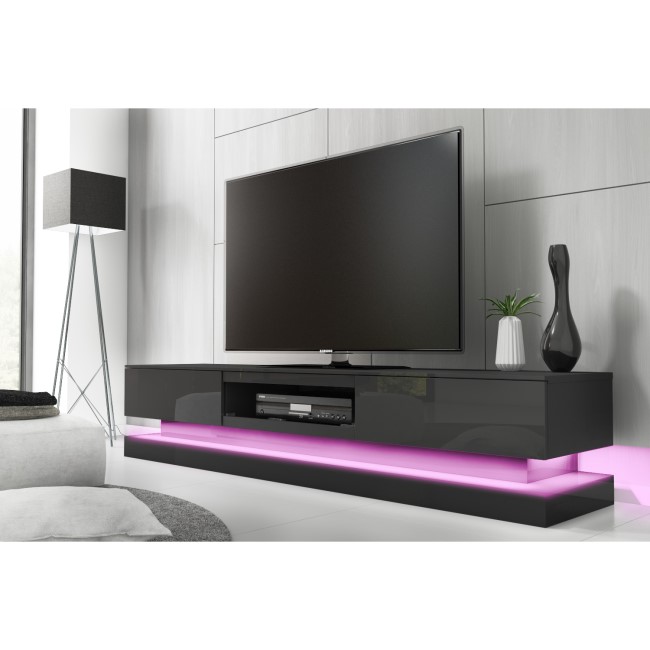 Evoque Large Grey High Gloss TV Unit with LED Lighting - TV's up to 56"