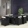 GRADE A2 - Black Rattan Garden Furniture - Garden Table and 6 Chairs
