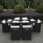 GRADE A1 - Black Rattan Garden Furniture - Garden Table and 6 Chairs