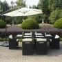 GRADE A1 - Black Rattan Garden Furniture - Garden Table and 6 Chairs