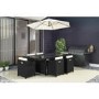 GRADE A1 - Black Rattan Garden Furniture - Garden Table and 6 Chairs