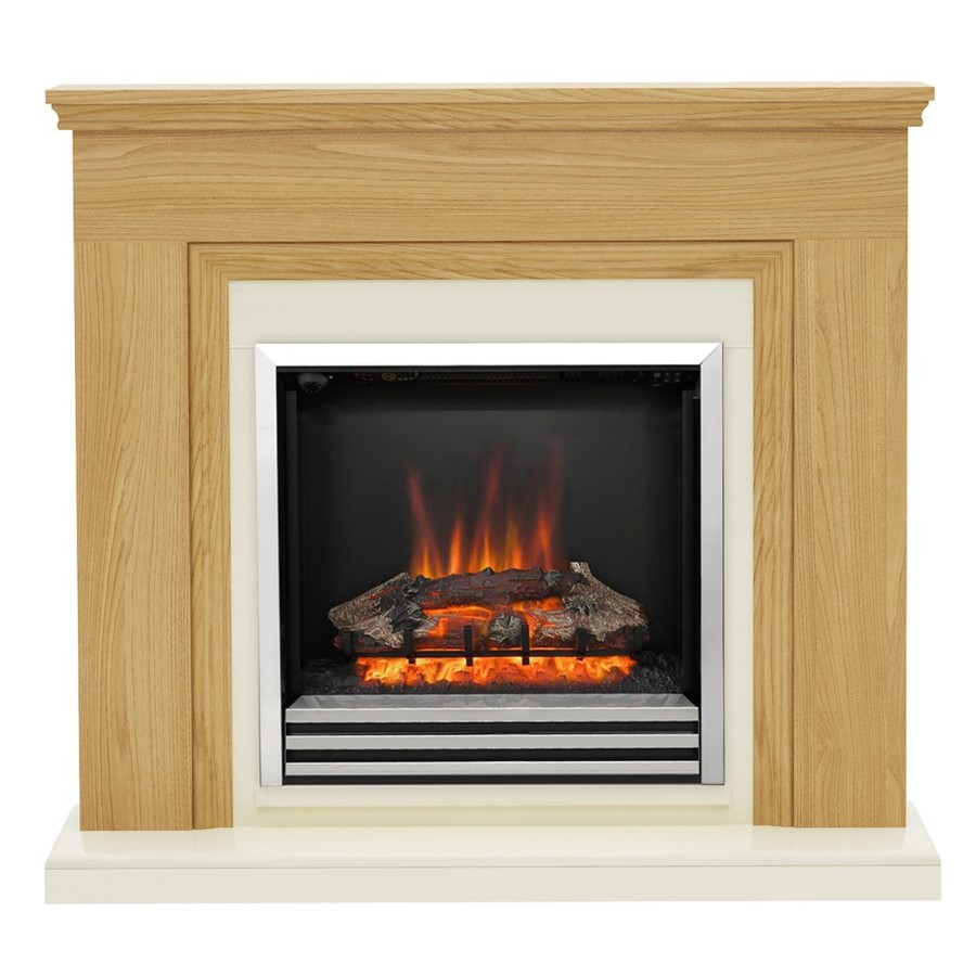 GRADE A2 - Be Modern Stanton Oak Finish Electric Fireplace Suite
