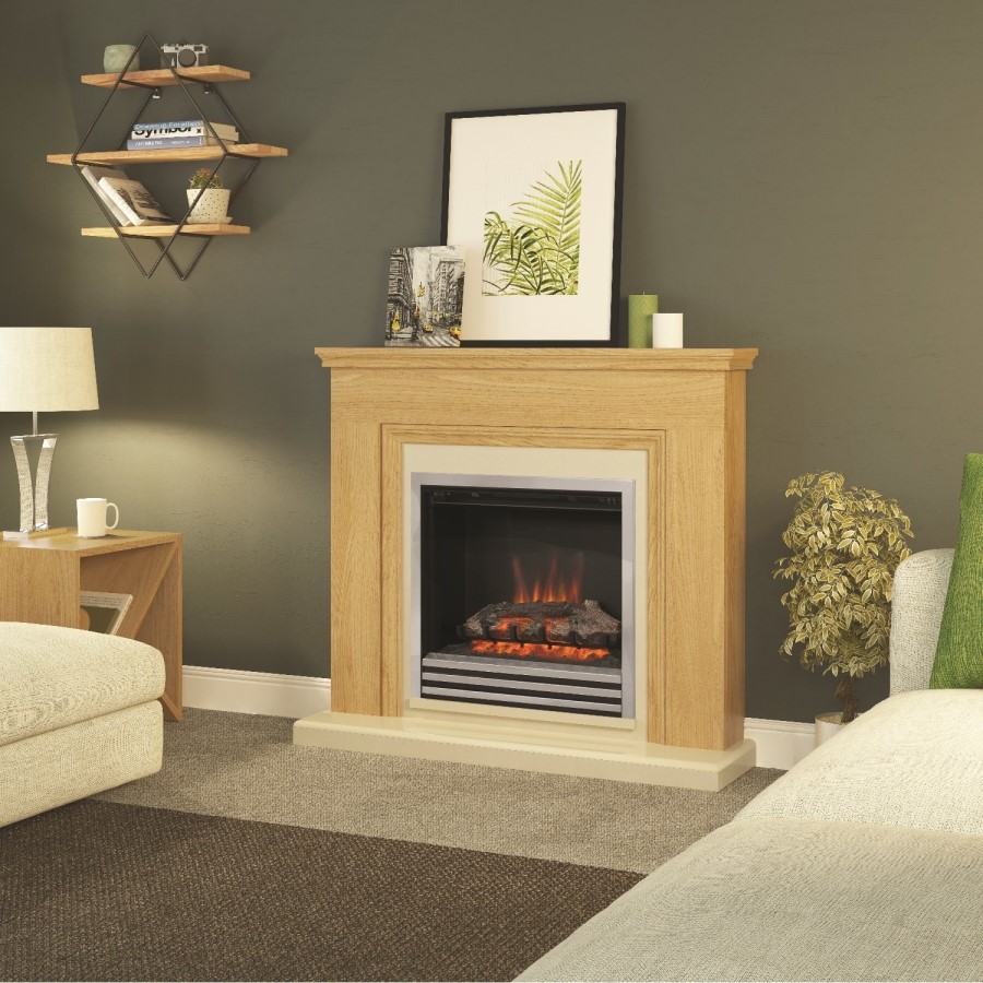 GRADE A2 - Be Modern Stanton Oak Finish Electric Fireplace Suite