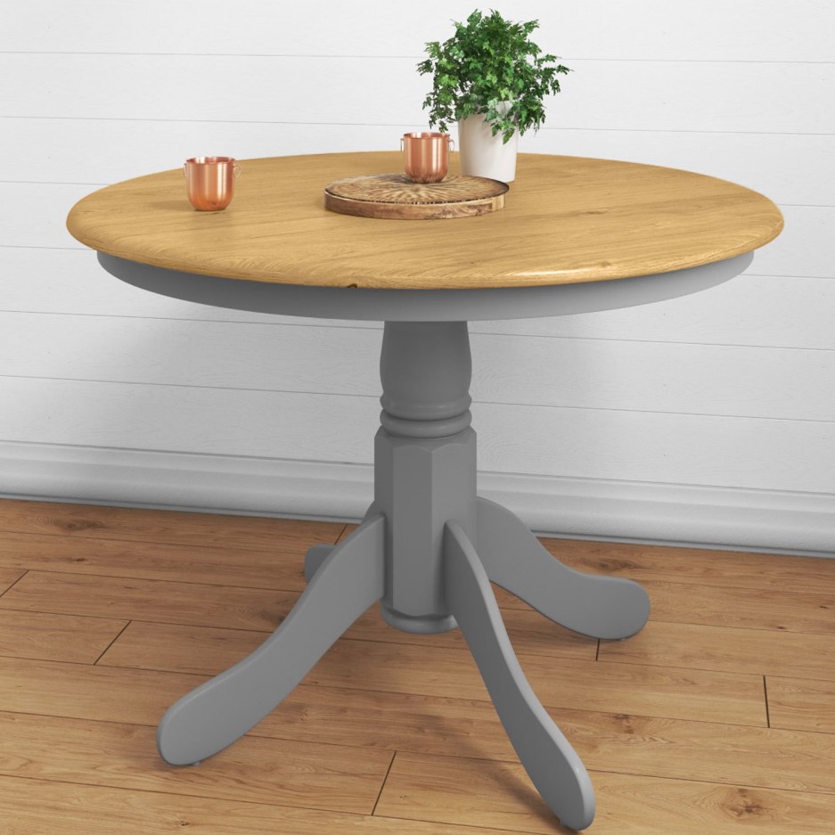 Small Round Dining Table in Grey & Oak Finish - Seats 4 - Rhode Island