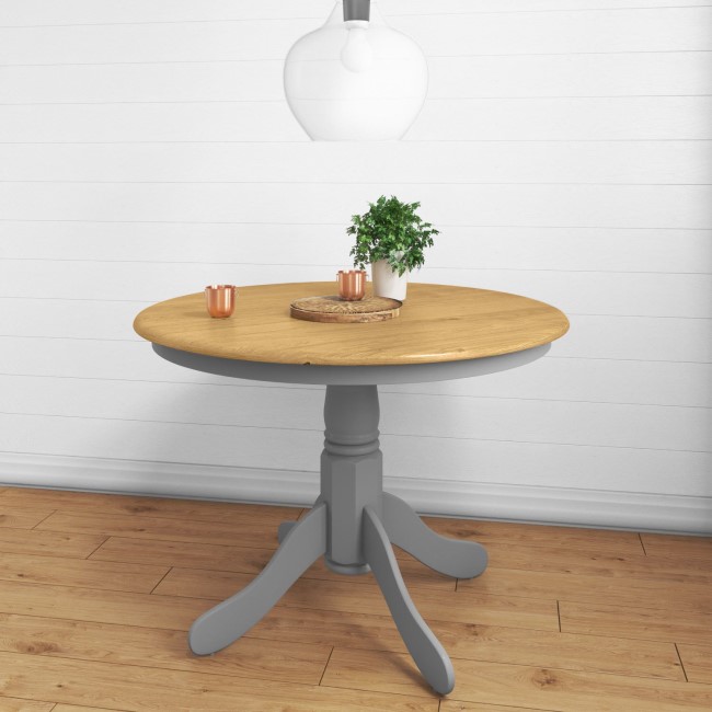 Small Round Dining Table in Grey & Oak Finish - Seats 4 - Rhode Island