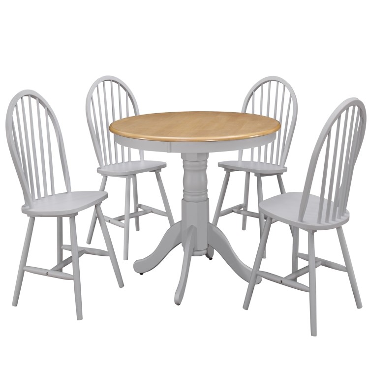 Small Round Dining Table in Grey & Oak Finish - Seats 4 - Rhode Island