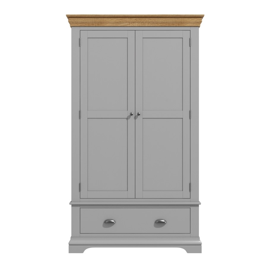GRADE A1 - Loire Two Tone Double Wardrobe in Grey and Oak