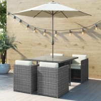 GRADE A1 - Grey Rattan 6 Piece Garden Furniture Dining Set - Parasol Included