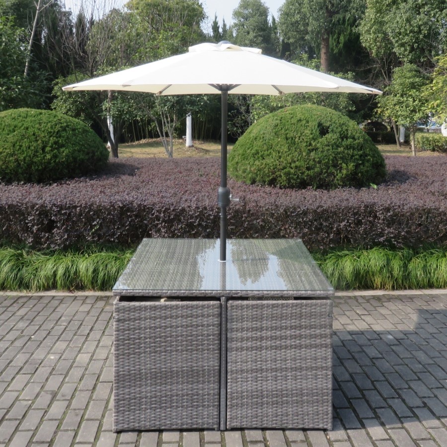 GRADE A1 - Grey Rattan 6 Piece Garden Furniture Dining Set - Parasol Included