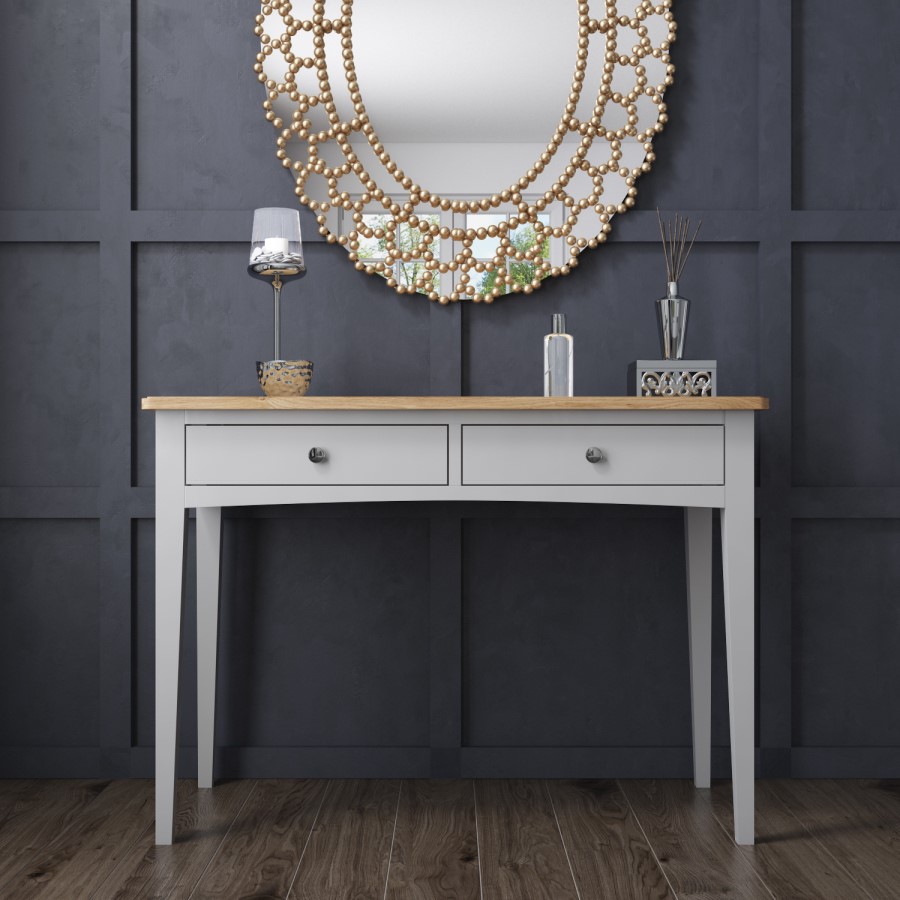 GRADE A1 - Grey Dressing Table in Solid Oak - Darley