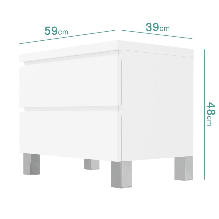 Jenson White High Gloss 2 Drawer Bedside Drawers Furniture123