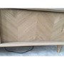 GRADE A2 - Gallery Milano Solid Oak Light Wood Chevron Style TV Unit with 2 Sliding Doors