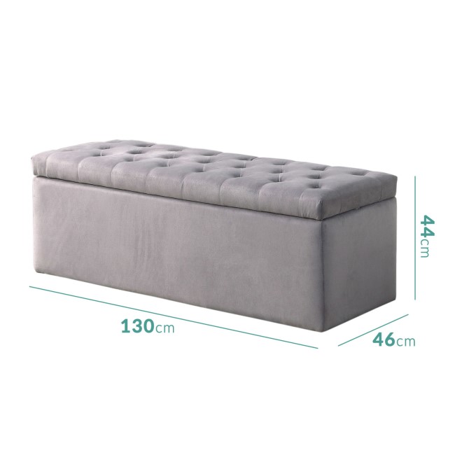 GRADE A2 - Safina Ottoman Storage Box in Grey Velvet