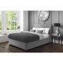 Safina King Size Ottoman Bed with Stud Detailing in Grey Velvet