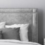GRADE A1 - Safina King Size Ottoman Bed with Stud Detailing in Grey Velvet