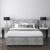 GRADE A1 - Safina King Size Ottoman Bed with Stud Detailing in Grey Velvet