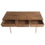 GRADE A2 - Solid Wood Storage Console Table with Brass Inlay & 3 Drawers - Tahlia Range