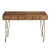 Solid Wood Home Office Desk with Brass / Gold Finish - Tahlia
