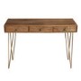 GRADE A2 - Solid Wood Storage Console Table with Brass Inlay & 3 Drawers - Tahlia Range