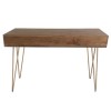 Gold Narrow Console Table in Solid Wood with Brass Inlay - Tahlia