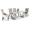 GRADE A2 - Arianna Crushed Velvet Pair of Dining Chairs in Silver- By Vida Living