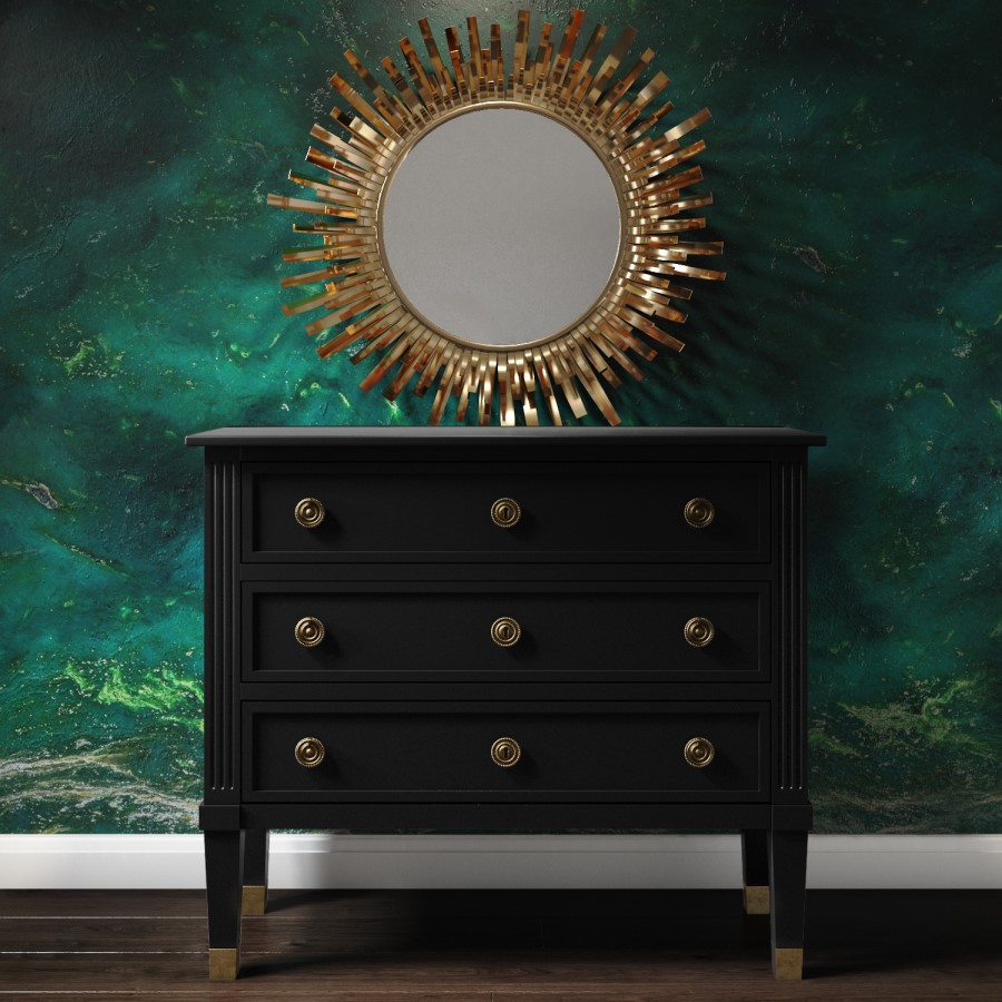 GRADE A2 - Bridget 3 Drawer Accent Black Chest of Drawers in Solid Wood