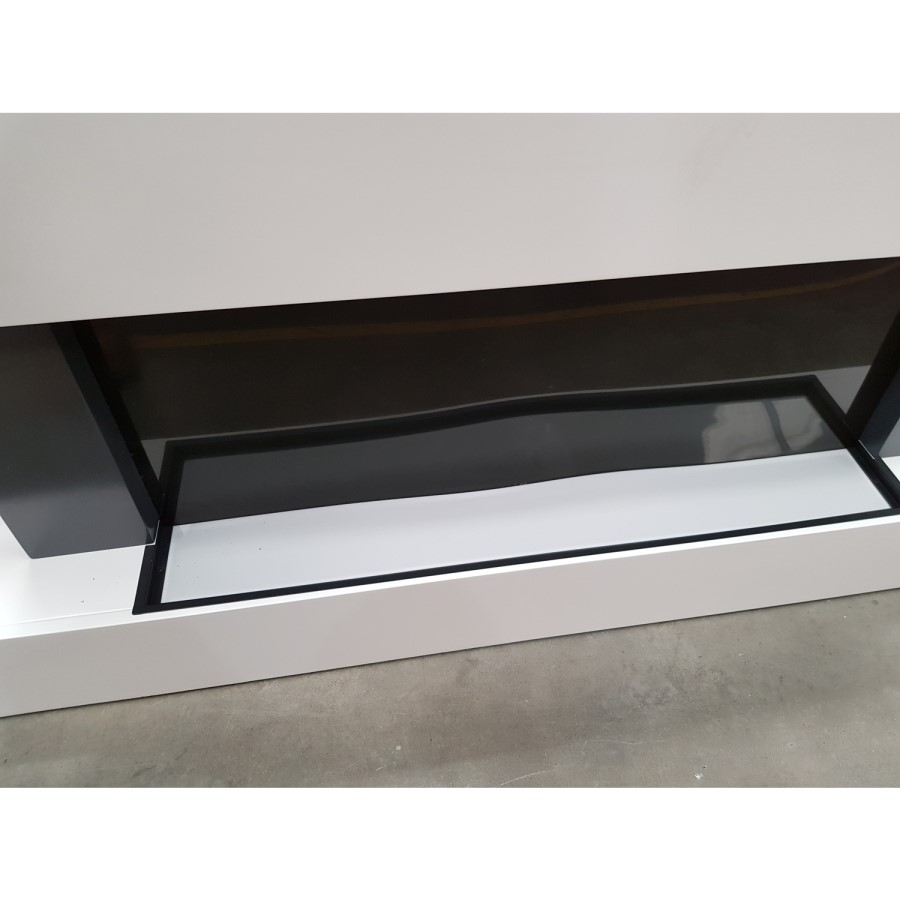 GRADE A3 - AmberGlo White Wall Mounted Electric Fireplace Suite with Log & Pebble Fuel Bed