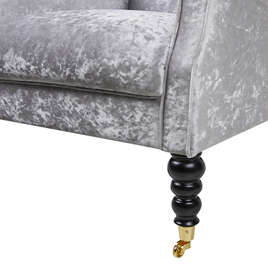 Fletcher Silver Crushed Velvet Armchair with Button Back Detail