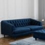 GRADE A2 - Inez Blue Velvet Chesterfield Sofa - Seats 3