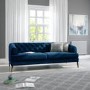 GRADE A2 - Inez Blue Velvet Chesterfield Sofa - Seats 3