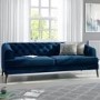 GRADE A2 - Inez Blue Velvet Chesterfield Sofa - Seats 3