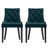 Pair of Teal Blue Velvet Dining Chairs with Buttonted Backs - Kaylee