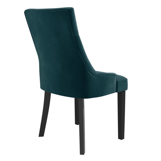 Pair of Teal Blue Velvet Dining Chairs with Buttonted Backs - Kaylee