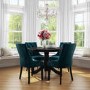 Pair of Teal Blue Velvet Dining Chairs with Buttonted Backs - Kaylee