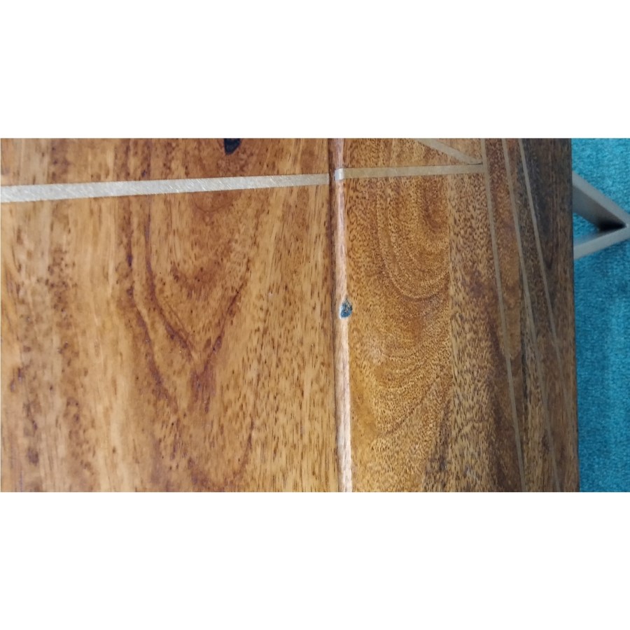 GRADE A2 - Halo 2 Drawer Bedside Table with Brass Inlay in Natural Honey 