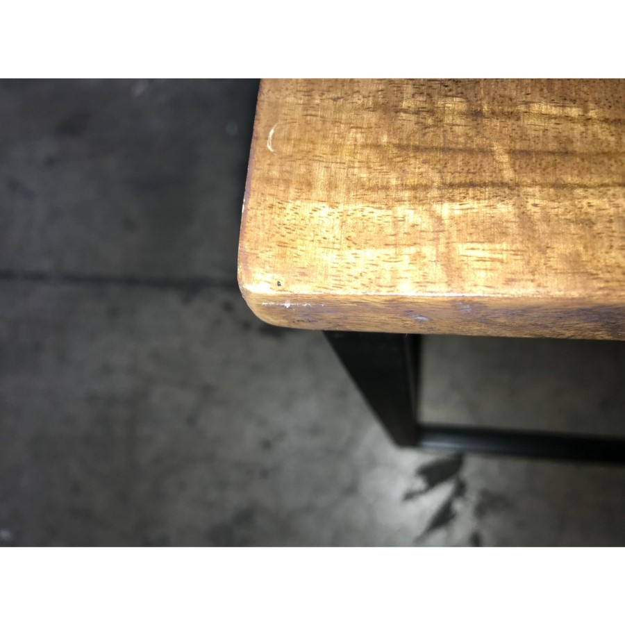 GRADE A2 - Suri Industrial Nest of Tables in Solid Wood & Black Metal Frames - Set of 3