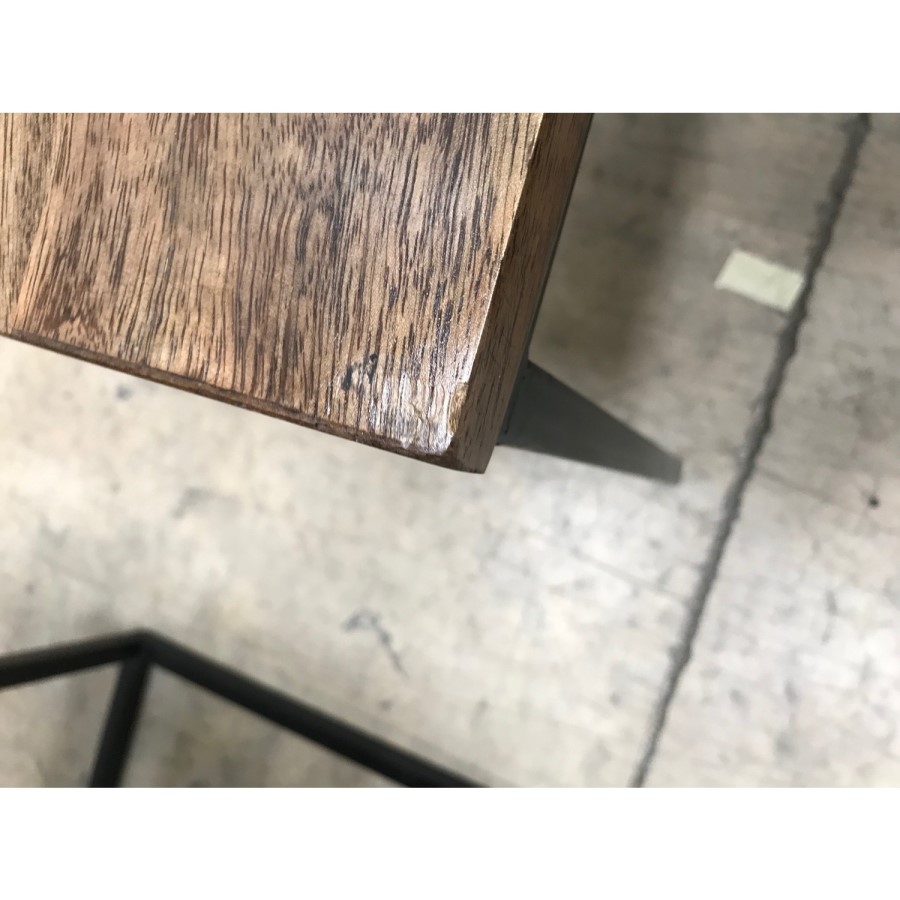 GRADE A2 - Suri Industrial Nest of Tables in Solid Wood & Black Metal Frames - Set of 3