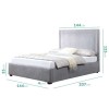 GRADE A2 - Safina Double Ottoman Bed with Stud Detailing in Grey Velvet