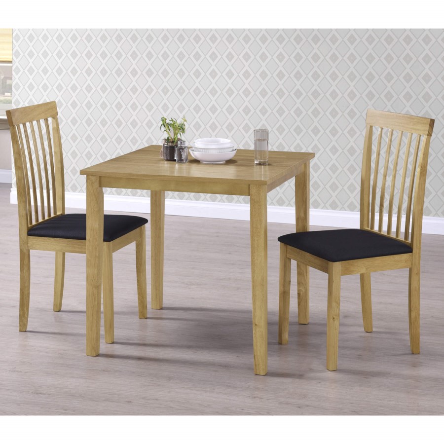 Set of 2 Wooden Dining Chairs with Black Fabric Seats - New Haven