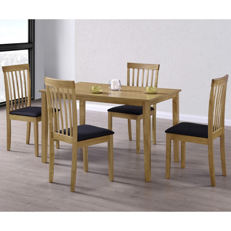 Set of 2 Wooden Dining Chairs with Black Fabric Seats - New Haven