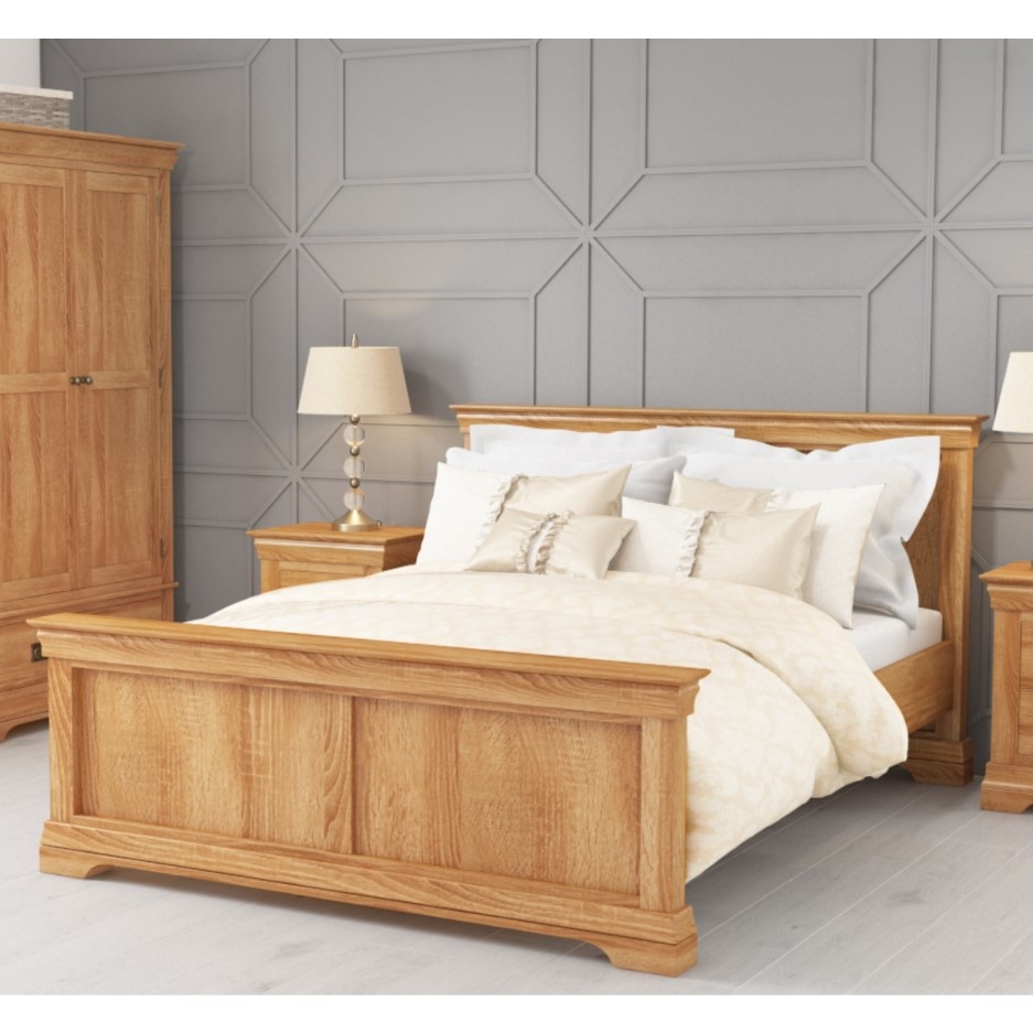 Loire Oak Farmhouse King Size Bed | Furniture123