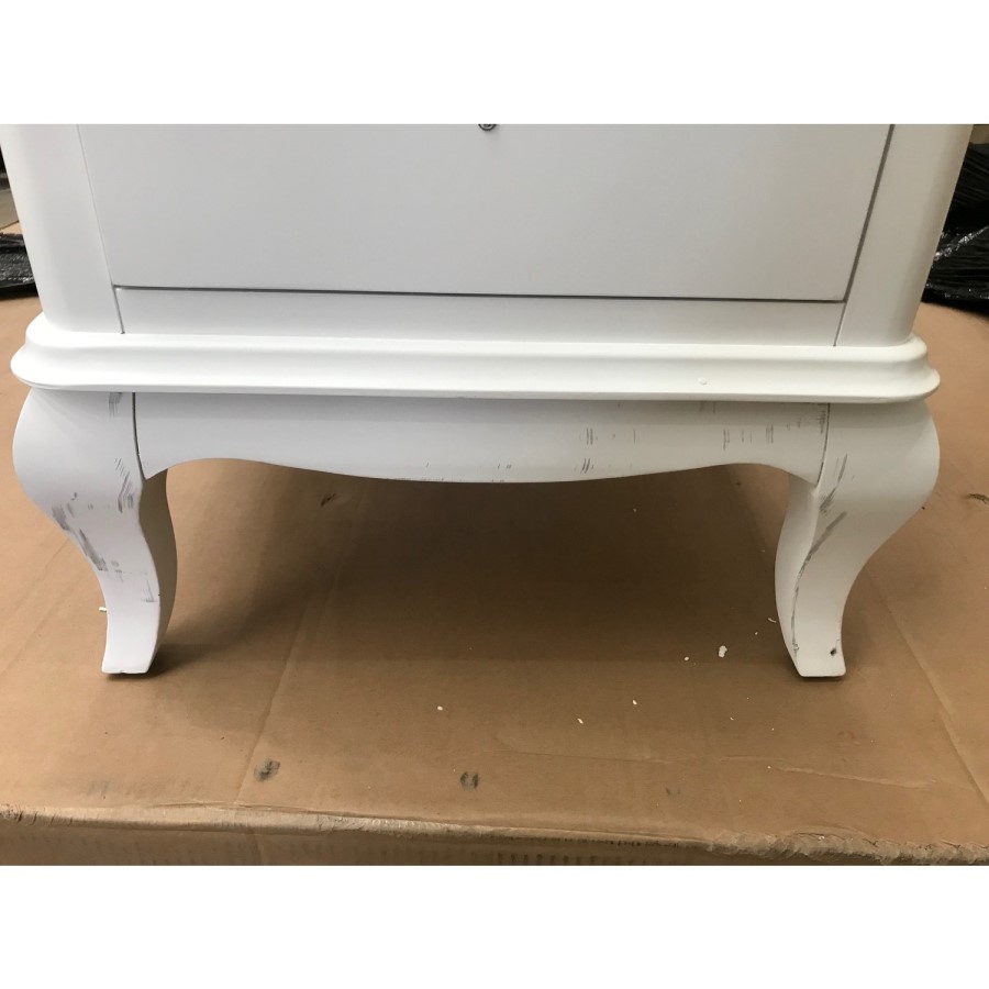 GRADE A2 - Florentine White Solid Pine Bedside Table with 2 Drawers